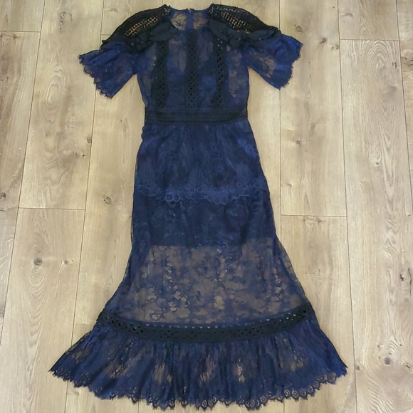 SELF-PORTRAIT Fine Night Out Dress Navy US size 8 - Picture 1 of 8